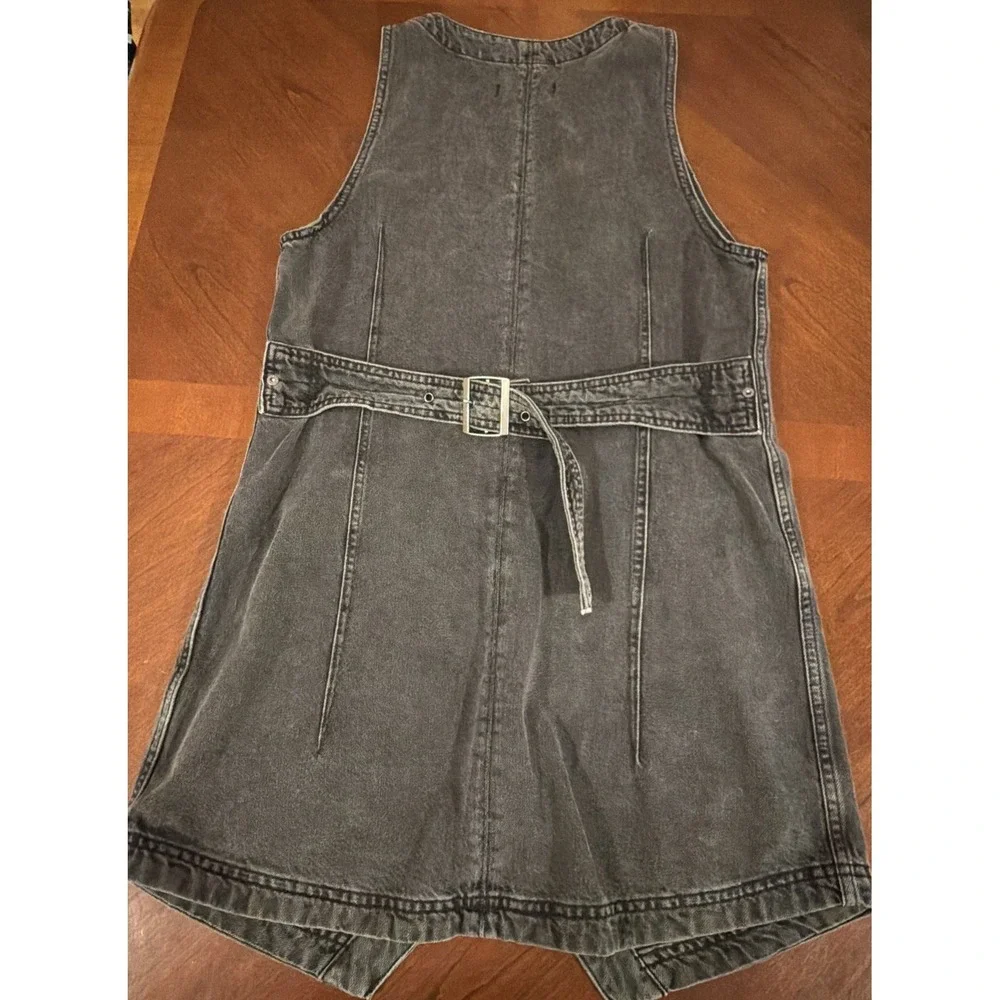 We The Free Free People Black Denim Button Front Vest Mini Dress Medium